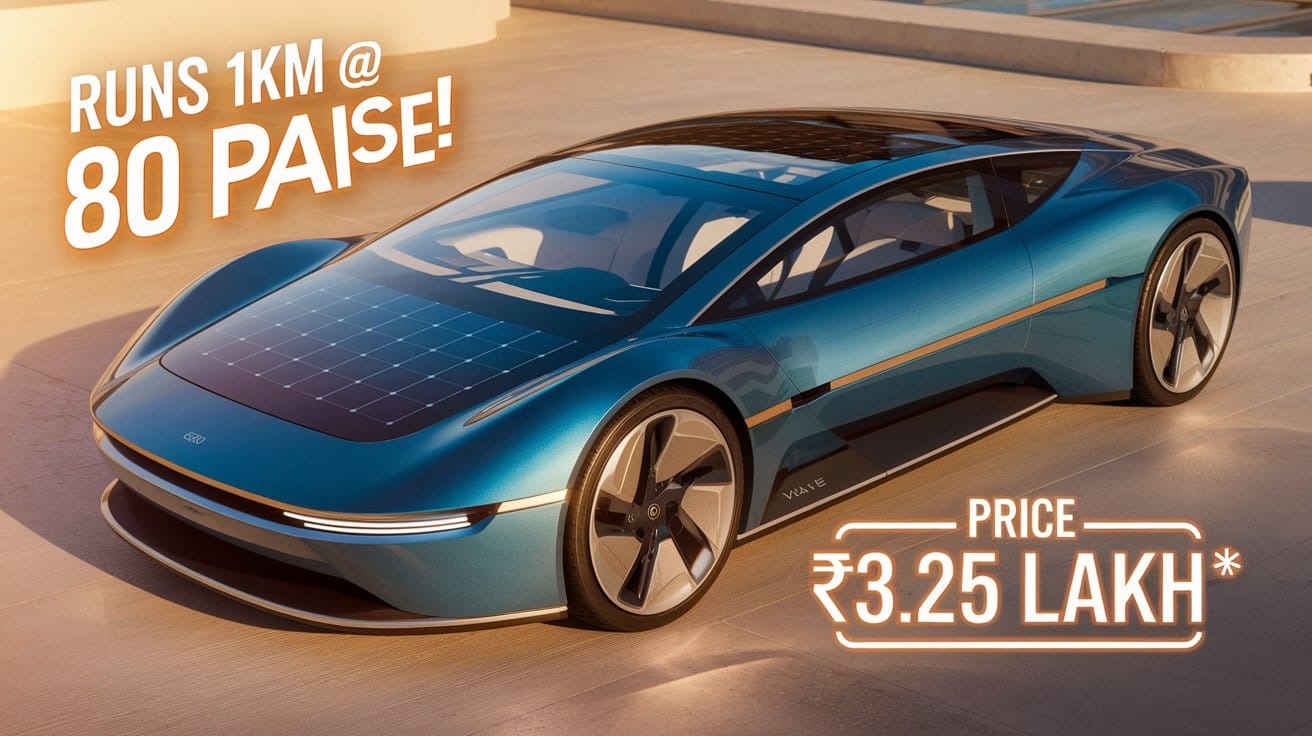 India’s First Solar Car Launched: Runs 1Km at Just 80 Paise, Price Only ₹3.25 Lakh!